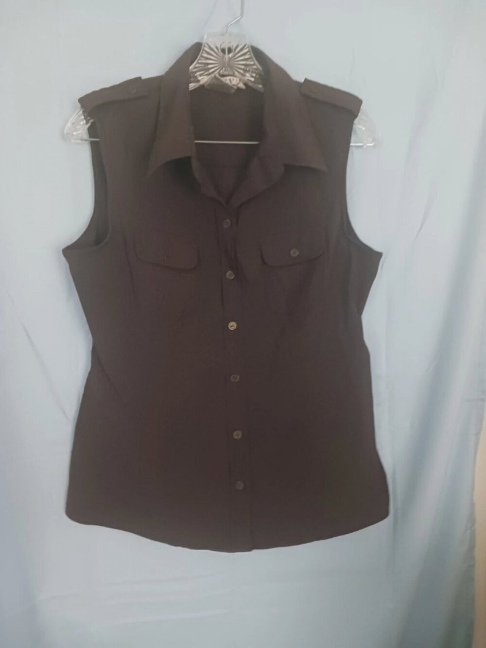 Fred David Womans Brown Sleeveless Stretch Top Size Large